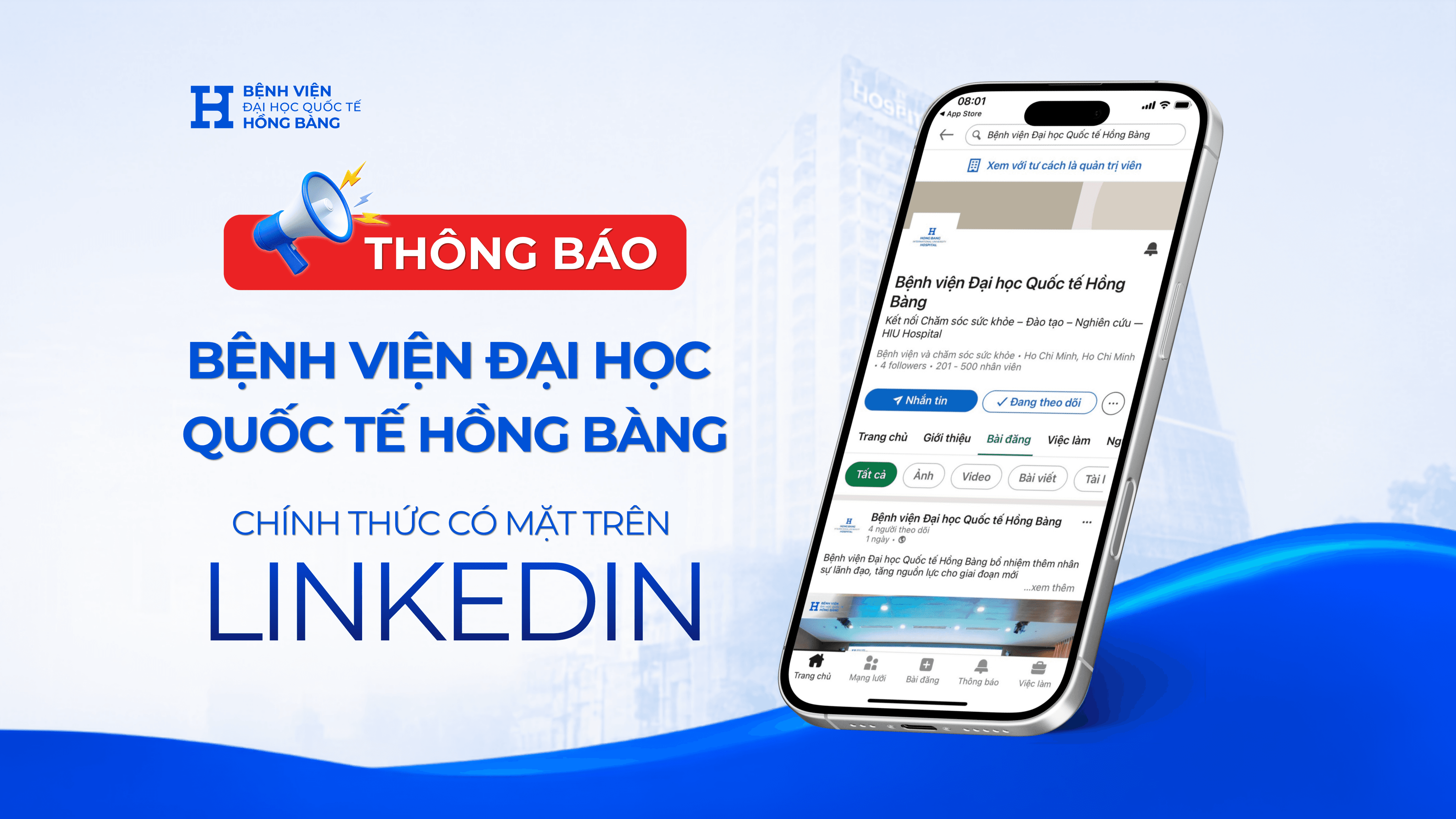 Bệnh viện Đại học Quốc tế Hồng Bàng chính thức có mặt trên LinkedIn